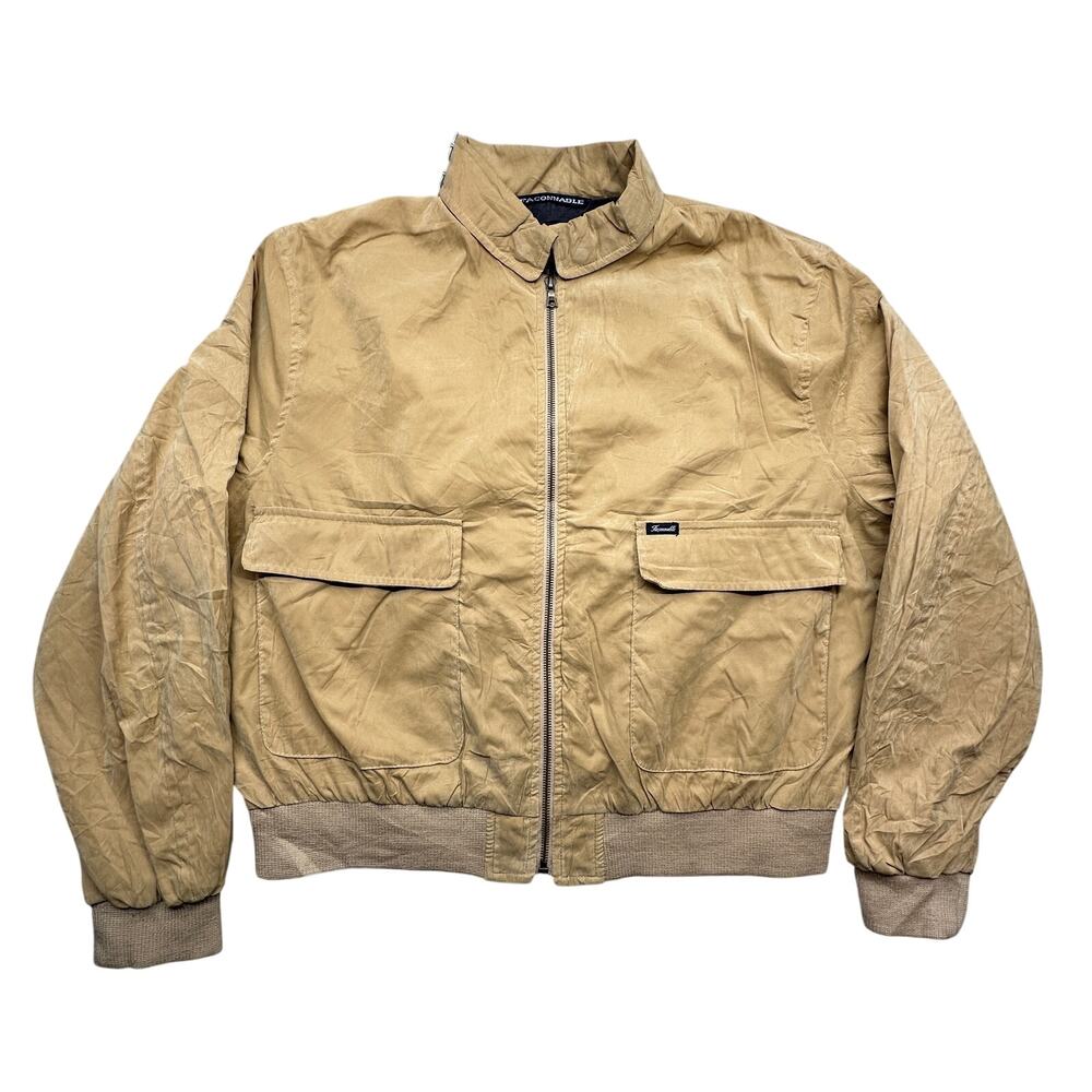 Vintage Faconnable Water Resistant Bomber Jacket Mens Large Khaki France